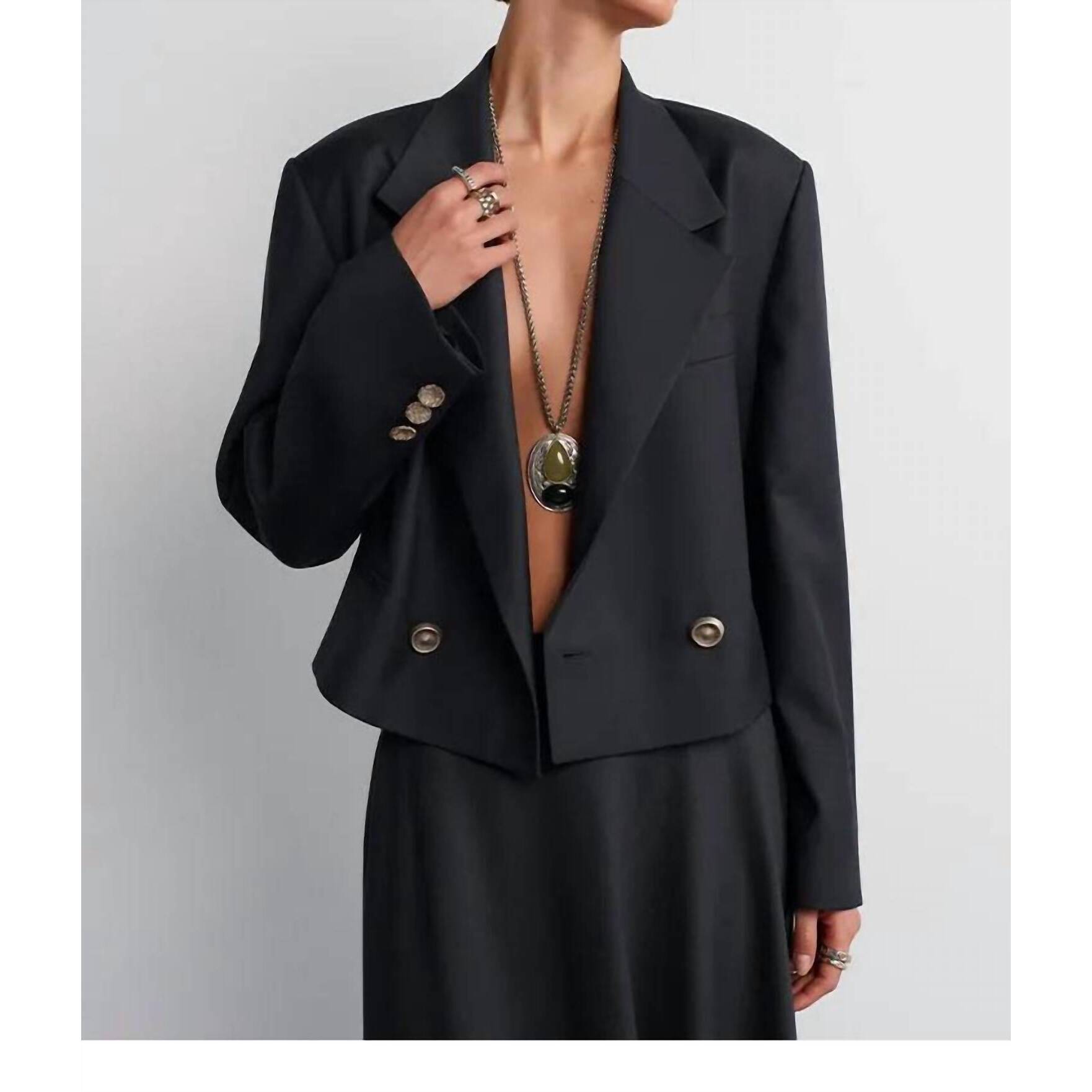 New Acaria Studio Guru Crop Blazer In Black